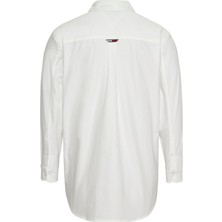 Tommy Jeans Normal Gömlek Yaka Baskılı Beyaz Kadın Gömlek DW0DW13804