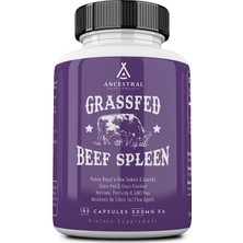 Ancestral Supplements Grassfed Beef Spleen From New Zealand & Australia Grassfed Bovine 180 Kapsül Hormone Pesticide & Gmo Free