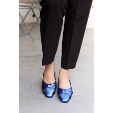 Laminta Goldie Saks-Mavisi Düz Casual Kadın Babet