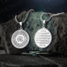 Takılingo 925 Ayar Gümüş Ayetel Kursi ve Nazar Ayeti Yazılı Çitf Taraflı Erkek Kolye
