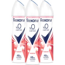 Rexona Kadın Sprey Deodorant Passion %0 Alüminyum 48 Saat Ter Kokusuna Karşı Koruma 150 ml x3