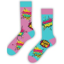 Carnaval Socks Sağlı Sollu Super Mom Desenli Renkli Çorap