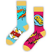 Carnaval Socks Sağlı Sollu Bang Pow Desenli Renkli Çorap
