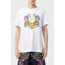 Versace Jeans Couture Baskılı Bisiklet Yaka % 100 Pamuk Regular Fit T Shirt Erkek T Shirt 74GAHF01 CJ00F 003