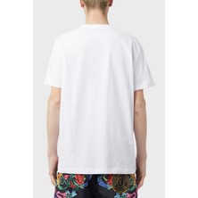 Versace Jeans Couture Baskılı Bisiklet Yaka % 100 Pamuk Regular Fit T Shirt Erkek T Shirt 74GAHF01 CJ00F 003