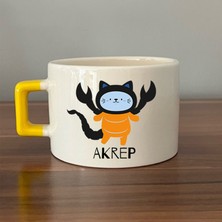 Mor Mürekkep Akrep Burcu ve Onla Alakalı Komik Açıklama Baskılı Turuncu Kulplu D Kupa