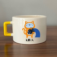 Mor Mürekkep Kova Burcu ve Onla Alakalı Komik Açıklama Baskılı Turuncu Kulplu D Kupa