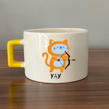 Mor Mürekkep Yay Burcu ve Onla Alakalı Komik Açıklama Simgesi Baskılı Turuncu Kulplu D Kupa