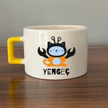 Mor Mürekkep Yengeç Burcu ve Onla Alakalı Komik Açıklama Simgesi Baskılı Turuncu Kulplu D Kupa