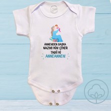 Betül Bebek Anneanne Yazılı %100 Organik Pamuk Çıtçıtlı Bebek Body Zıbın