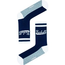 Carnaval Socks Lacivert Çemberli F.ckoff Desenli Renkli Çorap