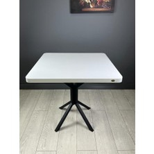 Hey Modüler Mobilya Roma Mutfak Yemek Masası Balkon Masası Kavisli Köşe Metal Siyah Ayak 80 cm