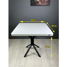 Hey Modüler Mobilya Roma Mutfak Yemek Masası Balkon Masası Kavisli Köşe Metal Siyah Ayak 80 cm