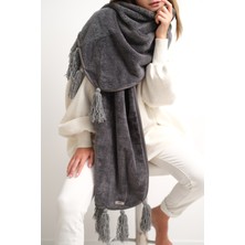 CAKKA Wellsoft Peluş Püsküllü Atkı/scarf