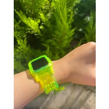Bushco Store Apple Watch Uyumlu Sarı Şeffaf Kordon 42-44-45 mm