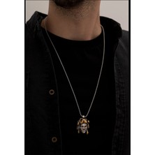 Osmanlı Gümüş Medusa - Erkek Kolye - Kadın Kolye - Medusa Model Çelik Kolye