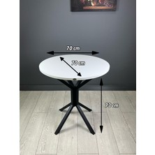 Hey Modüler Mobilya Nisa Yuvarlak Mutfak Masa Yemek Masa Balkon Masa Metal Siyah Ayaklı 70 cm