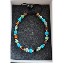 Bade Accessories 4 mm Küp Kaplangözü, Varasit Erkek Doğal Taş Bileklik