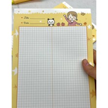 Kağıt Gemi Dükkan Sevimli Kız ve Panda Sarı B5 Not Defteri / Scrapbook / Planlayıcı / Notebook / Bullet Journal