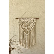 Floral Macrame Design  Burgulu El Yapımı Bohem Krem Makrome Duvar Süsü