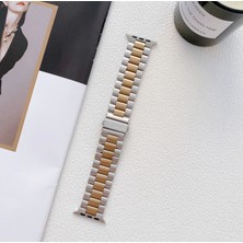 Bushco Store Bushco Store Apple Watch Gümüş- Rose Gold Çelik Bakla Kordon 42-44-45-49 mm