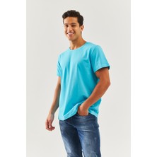 Butikgiz Aqua Oversize RahatPamuklu Penye Bisiklet Yaka Kısa Kol Basic T-Shirt Trendy Collection