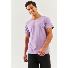 Butikgiz Lila Oversize RahatPamuklu Penye Bisiklet Yaka Kısa Kol Basic T-Shirt Trendy Collection