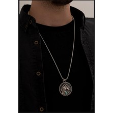 Osmanlı Gümüş Unicorn Tek Boynuzlu At - Erkek Kolye - Unicorn Figürlü Erkek Çelik Kolye - 316 L Paslanmaz Çelik