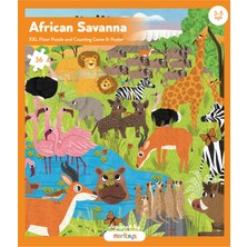 Moritoys African Savanna - 36 Parça Xxl Dev Puzzle, Gözlem ve Sayma Oyunu & Posteri