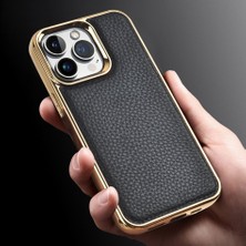 Wiwu iPhone 13 Uyumlu Kılıf Wiwu Genuine Leather Gold Calfskin Orjinal Deri Kapak Soft Kaymaz