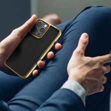 Wiwu iPhone 13 Uyumlu Kılıf Wiwu Genuine Leather Gold Calfskin Orjinal Deri Kapak Soft Kaymaz