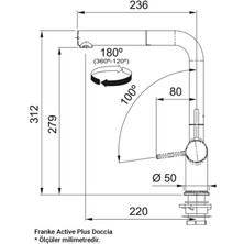 Franke Active Plus Doccia Armatür, Krom, Spiralli