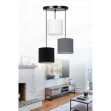 Riolight  Retro,vintage Metal Taban Kumaş Başlık 3XE27 Duylu Sarkıt Avize Taban ÇAPI:30CM