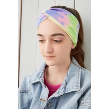 Babygiz Batik Gökkuşağı Çocuk Genç Bandana Saç Bandı Ekstra Yumuşak Esnek Doğal %100 Pamuklu Penye