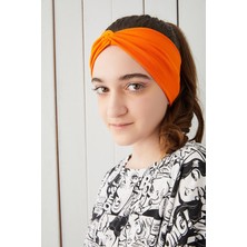 Babygiz Stil Turuncu Çocuk Genç Bandana Saç Bandı Ekstra Yumuşak Esnek Doğal %100 Pamuklu Penye