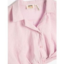 Koton Crop Bluz Kısa Kollu Gömlek Yaka Önden Bağlamalı Modal Kumaş