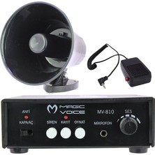 Magicvoice Dexter Magıcvoıce MV-800 Kayıt Siren Mini Pazarcı Anfi Seti Mıknatıslı (Anfi+Hoparlör+Mikrofon)