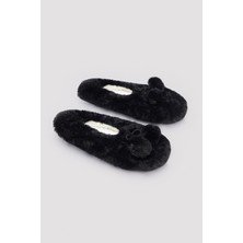Penti Fluffy Pompom Siyah Patik Çorap