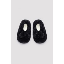 Penti Fluffy Pompom Siyah Patik Çorap