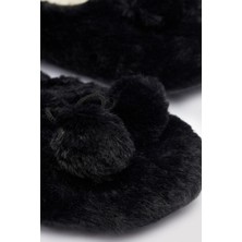 Penti Fluffy Pompom Siyah Patik Çorap