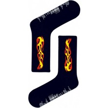 Carnaval Socks Siyah Alev Desenli Renkli Çorap
