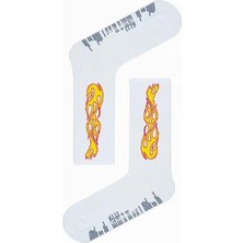 Carnaval Socks Beyaz Alev Desenli Renkli Çorap