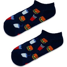 Carnaval Socks Patik Hamburger Desenli Renkli Çorap