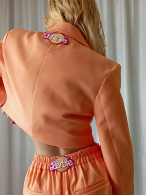 Girlboss Butik Barbie Patch Nakış Detaylı Crop Blazer Ceket Girlboss Serisi 9