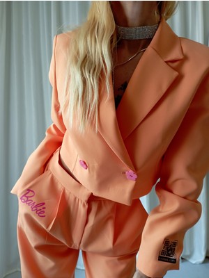 Girlboss Butik Barbie Patch Nakış Detaylı Crop Blazer Ceket Girlboss Serisi 9