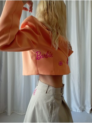 Girlboss Butik Barbie Patch Nakış Detaylı Crop Blazer Ceket Girlboss Serisi 9