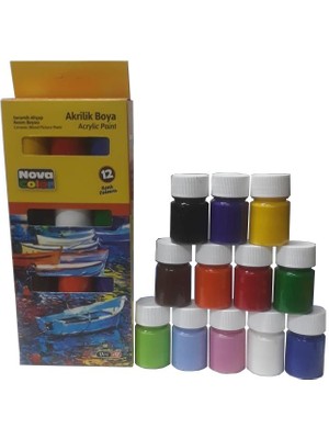 Nova Color Akrilik Boya 12 Renk 17 ml 1 Paket Akrilik Boya Seti 12 Li Ahşap Tuval Taş Ağaç Boyamalar Için Idea Boyama Seti