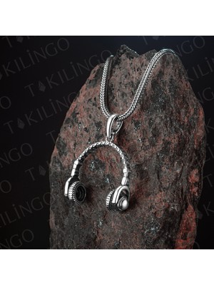 Takılingo 925 Ayar Gümüş Kulaklık Motifli Z Kuşağı Erkek Kolye