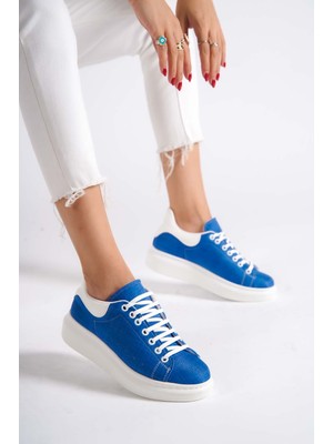 Mubiano MBMKQ200-MB Kadın Kalın Taban Mavi/Beyaz Sneaker & Spor Ayakkabı