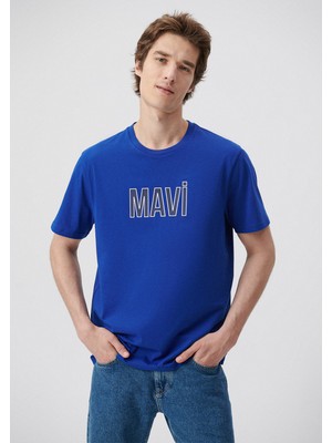 Mavi Erkek Mavi Logo Baskılı Mavi Tişört 066842-70896